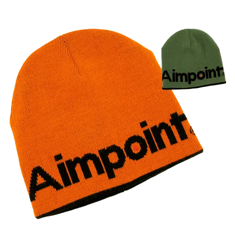 Aimpoint® Beanie - Knitted Orange and green reversible warm hat  - 5