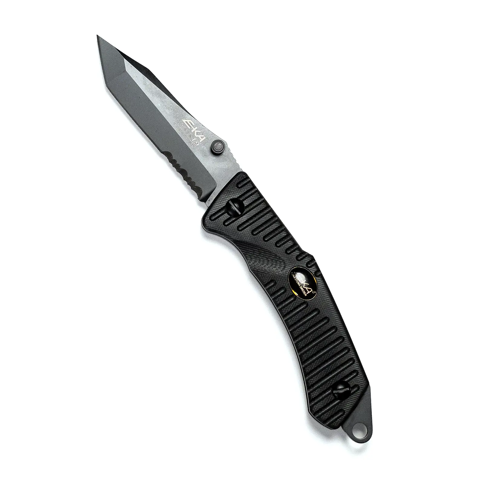 Kniv, EKA Swede T9 - Svart Fällkniv med Aimpoint® logotyp 